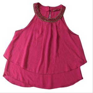 Papaya Beaded Halter Top